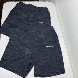 Lot Of Two Alphalete Black Camo Athletic Gym Shorts‎ Stretch Pockets Men's Small